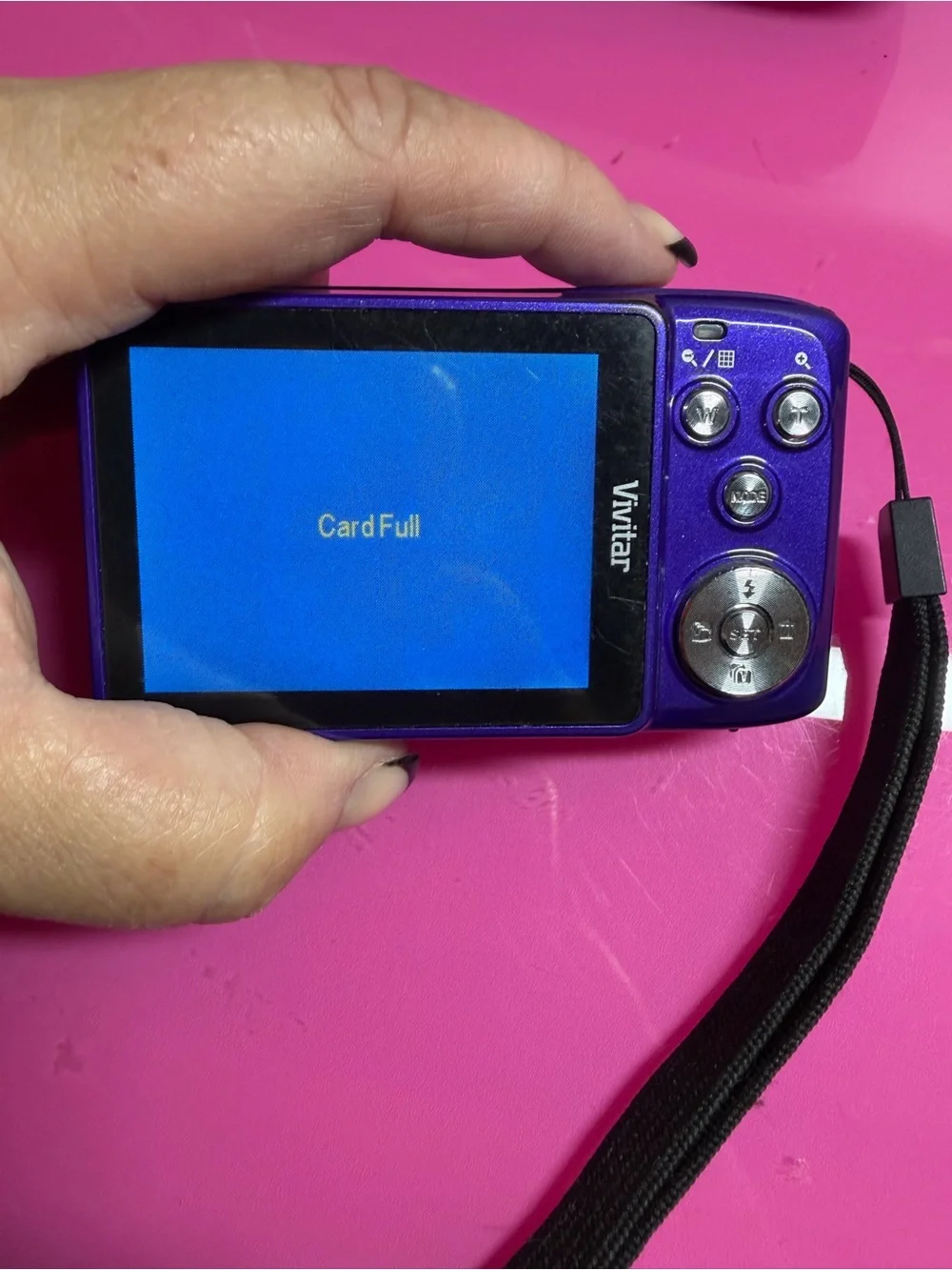 Vivitar ViviCam F128 Purple Compact Digital Camera and SD card